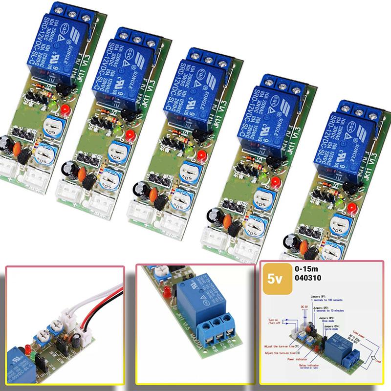 JK11 Adjustable Cycle Timer Delay On/Off Switch Power Supply Relay Shield DC 5V Timer Delay Relay Module (0 -15 Minutes)