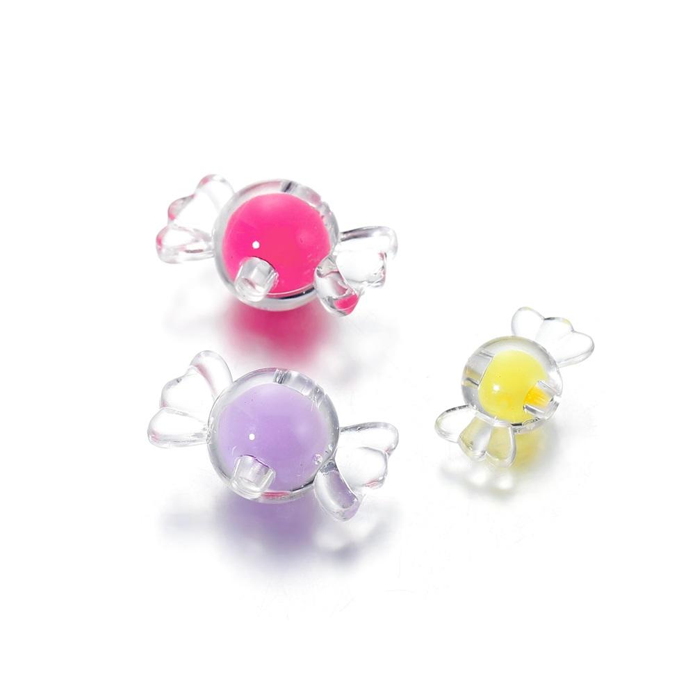 20Pcs Acrylic Spaced Beads Transparent Candy Heart Shape Beads Handmade For DIY Necklace Earrings Jewelry Making Accessories