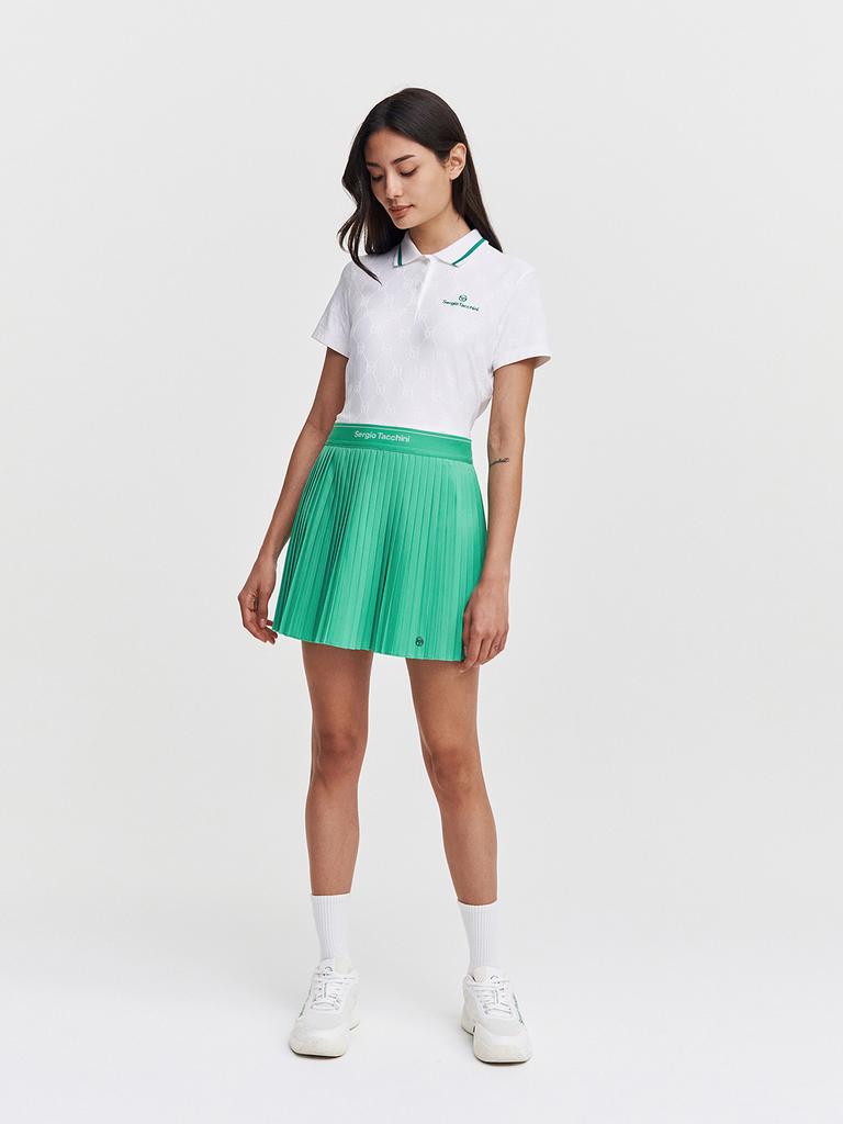 SERGIO TACCHINI W Goat Woven Pleated Skirt (L.Green)