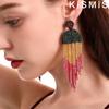 Beaded Tassel Dangle Earrings Long Handmade Bohemian Statement Drop Earrings for Women Fashion Jewelry Gift
