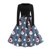 Women's Fashionable And Elegant Autmn And Winter Long-sleeved Round Neck Christmas Print Dress