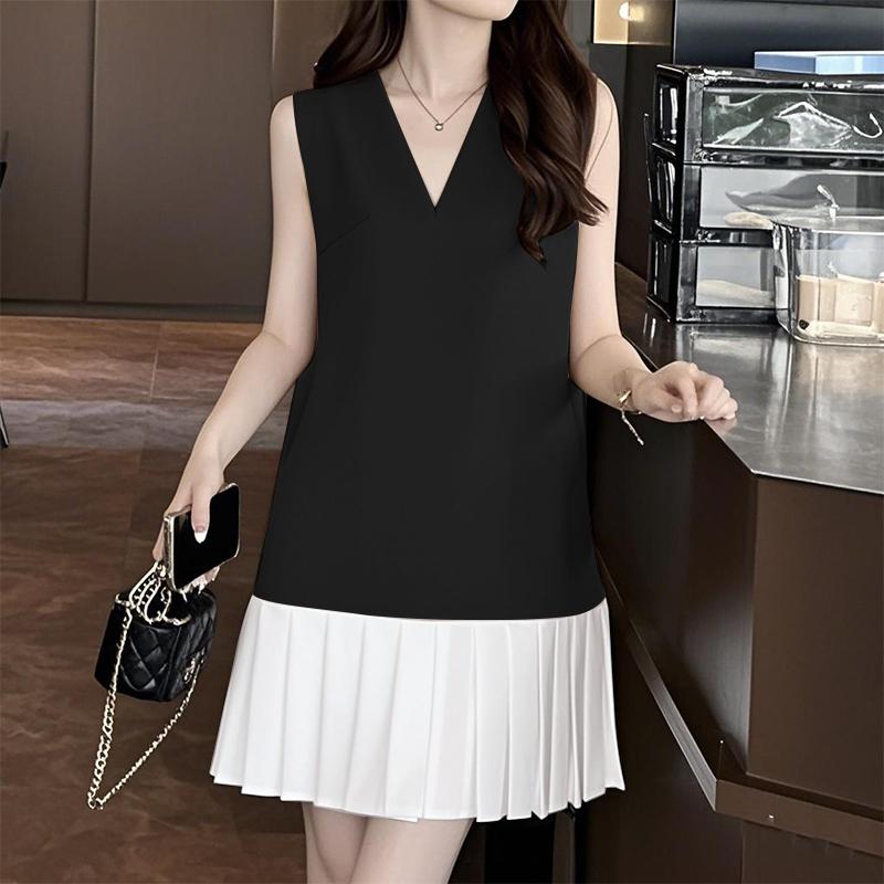 

ZANZEA Women Casual V-Neck Sleeveless Summer Patchwork Dress 4XL