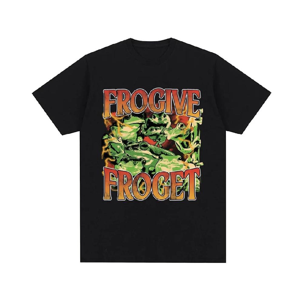 

Frogive Froget Funny Frog Meme T Shirts Men Women Clothing Casual Cotton Summer Fashion Harajuku Oversized Short Sleeve T-shirts S чёрный