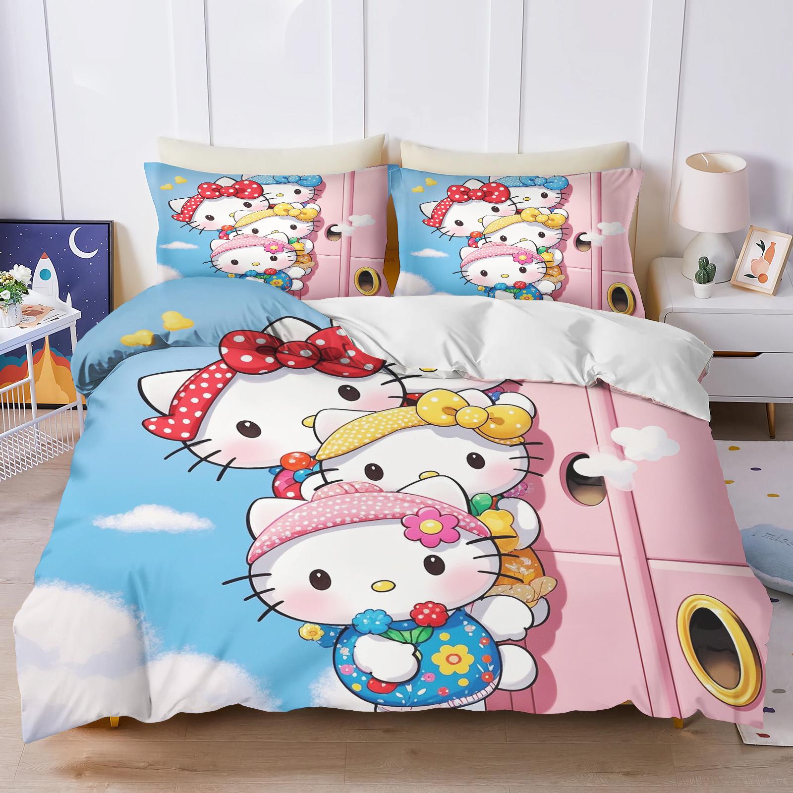 

Comforter Hello Kitty 3D Children S Bedding Set S Comforte Suitable For Children And Adults Cute Printed Cartoon Comforter (quilt)-EU Single(135*200cm)3pcs