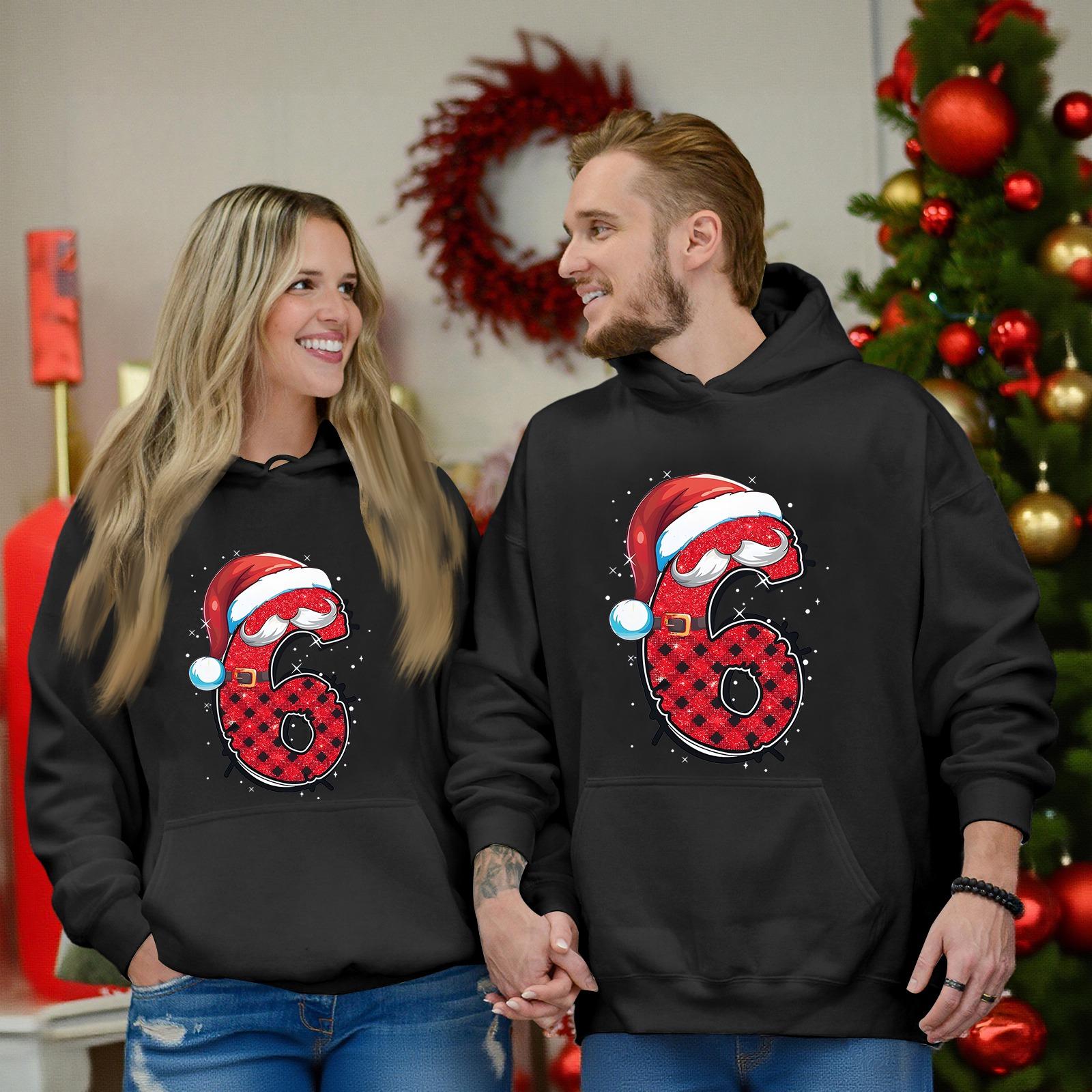 

Модный повседневный костюм, спортивный костюм, топ с длинным рукавом, толстовка с капюшоном с принтом, подходящий парный комплект для него и для нее L чёрный