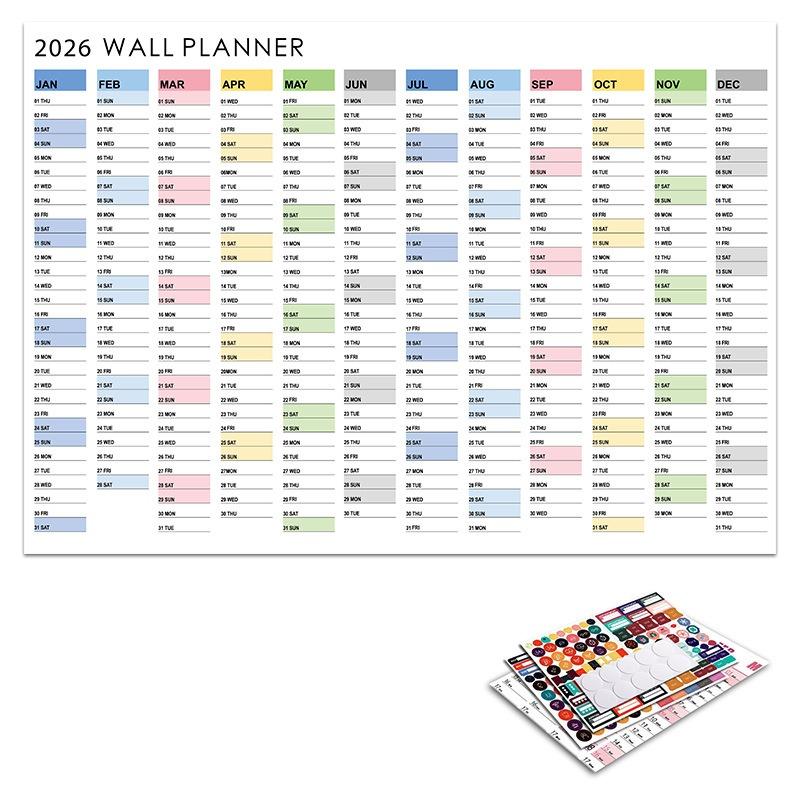 Kalendarz Ścienny 2026 Nowy Roczny Codzienny Harmonogram Planer Arkusz Papierowy Plan na 365 Dni Roczny Wiszący Planer Tygodniowy Notes Miesiąc 12
