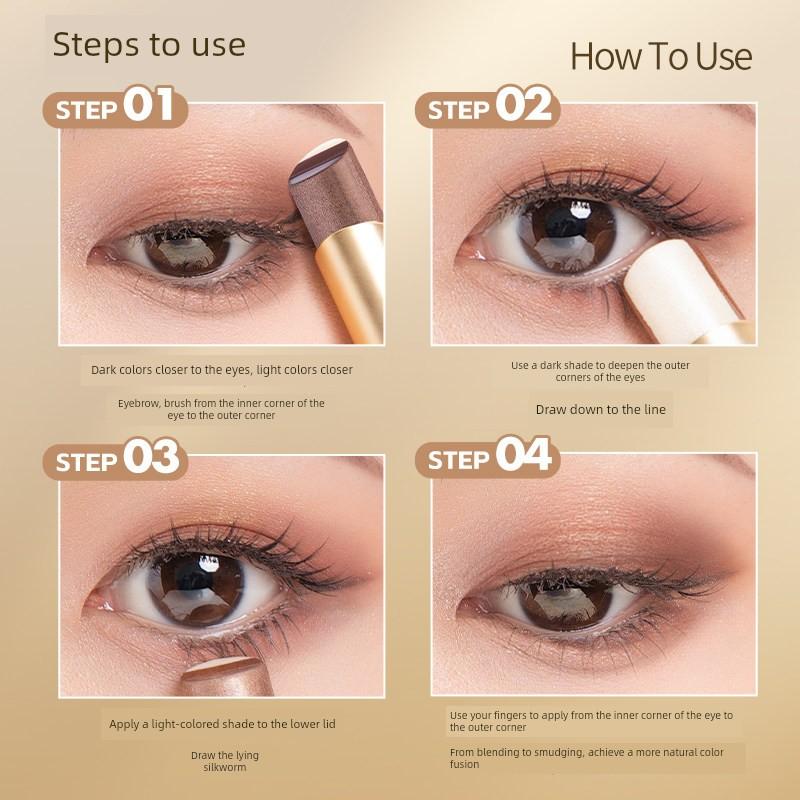 Instant Makeup~ Gradient Three-Color Eyeshadow Stick with Pearlescent Shine, Non-Fading, Long-Lasting Color, Easy-To-Use Eyeshadow Makeup for Women