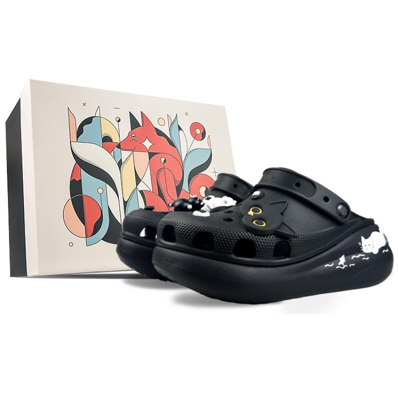 

Crocs Classic Crush BNK Непослушный Белый Кот мм Бин Английская Буква Граффити Храп Храп Подарочная Коробка Дырявая Обувь Унисекс Черно-Белый 39-40 чёрный