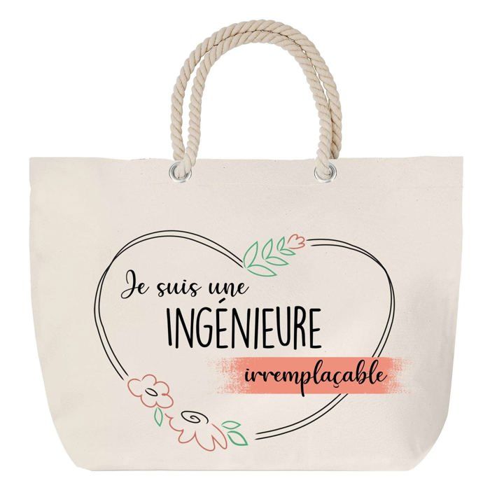 Sac de plage avec anse corde Ingénieure Irremplaçable Collègue Cadeau Anniversaire Noël | Grand Sac de Transport & Sport