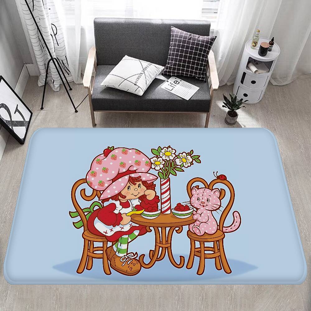 

S-Strawberry-shortcake Girl Door Mat Anti-slip Absorb Water Long Strip Cushion Bedroon Mat Bedside Mats 40x60cm