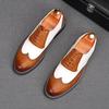 Fashion Fashion New Men's Black White Mixed Patent Leather Oxford Flats Brogues Shoes Male Homecoming Wedding Dress Zapatillas Hombre