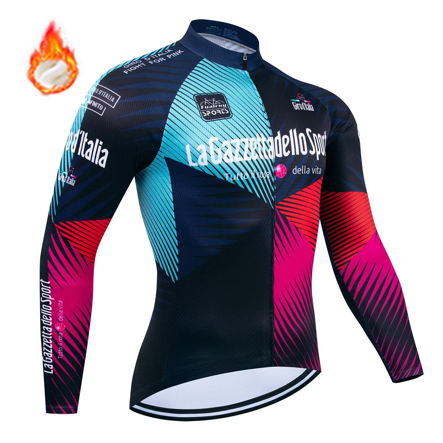 

2026 NEW Winter Fleece Cycling Jersey Long Sleeve Bicycle Cycling Clothing Thermal Bike Wear Invierno Maillot Ropa Ciclismo L пісочний