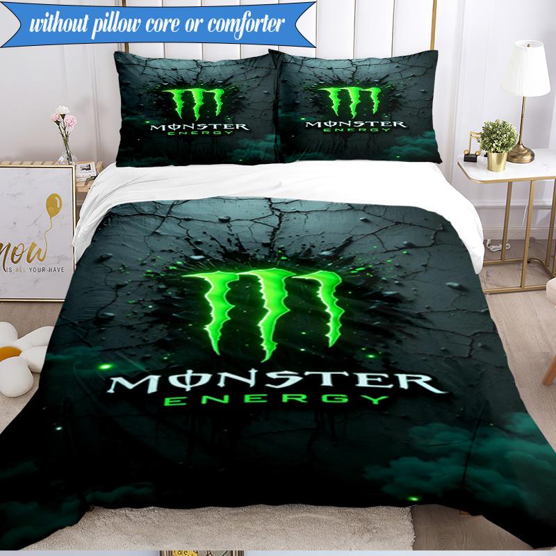 Set Biancheria da Letto 3 Pezzi Monster Drink, Include 1 Copripiumino e 2 Federe Perfetto per Camera da Letto, Dormitorio, Regalo di Natale per Fan