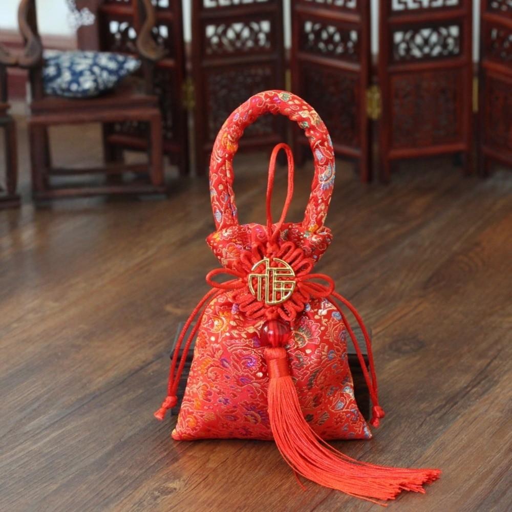 Dragon Chinese Knot Tassel Handbag Chinese Style New Year Bucket Bag Festive Sugar Bag  Outdoor