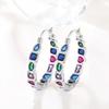 Nouvelles Boucles d'Oreilles Personnalisées en Zircon Coloré Pour l'Amour des Femmes, Mode Géométrique, Brillantes, de Niche, Personnalisées, Bijoux Simples