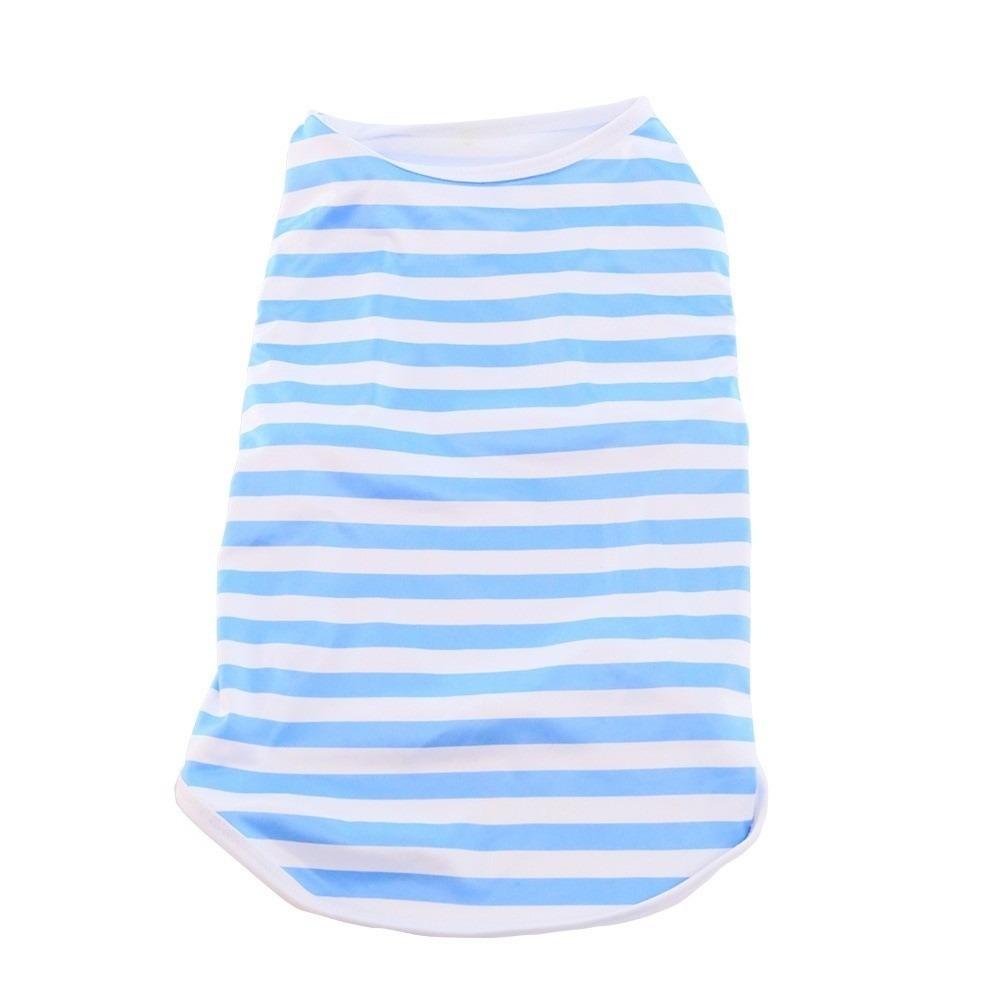Round Neck Dog Cooling Vest Soft Fabric Pet Striped T-Shirt Dog Summer Clothes  Photography