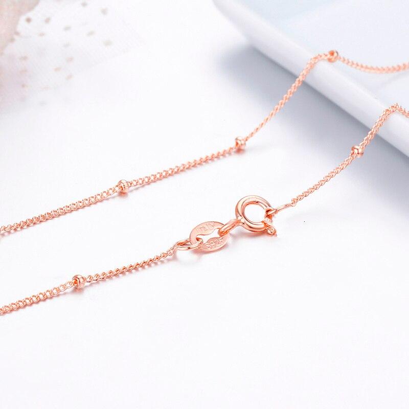 14 pol. -35 pol. Fino 925 Prata Esterlina Cor Ouro Rosa Contas Curb Corrente Colar Mulheres Meninas Jóias Kolye Collares Collane Ketting