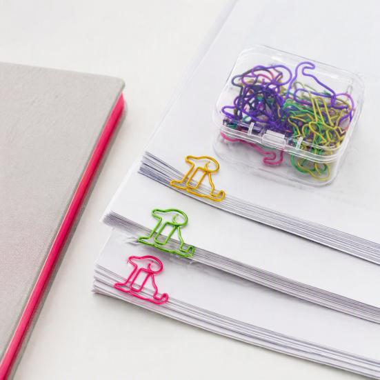 Cute Book Markers for Readers 20PCS Shaped Paper Clips, Bone/Duck/Dog/Cat Shape, Decorative Funny Bookmarks Students Metal Fasteners Office And School