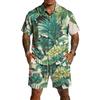 Men's Casual Printed Top and Drawstring Shorts Set Lightweight Breathable Set for Summer