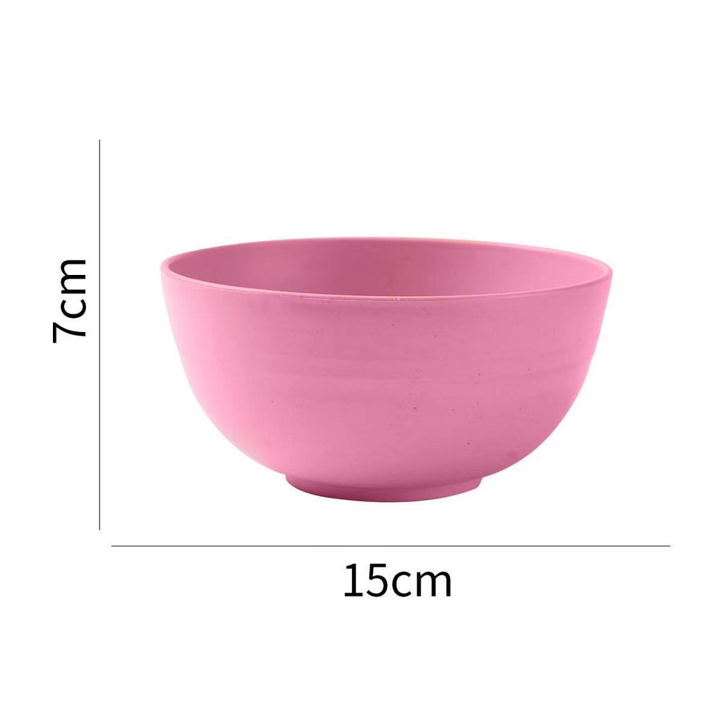 Durable Wheat Straw 15cm Noodle Bowl with Lid - Ideal for Dorms and Kids