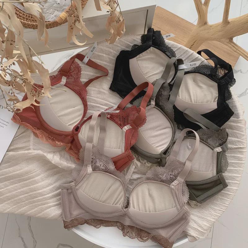 Girls' Lace Support Bra: Small Chest, Adjustable, Anti-Expansion, No Steel Ring, Thin Top, Thick Bottom