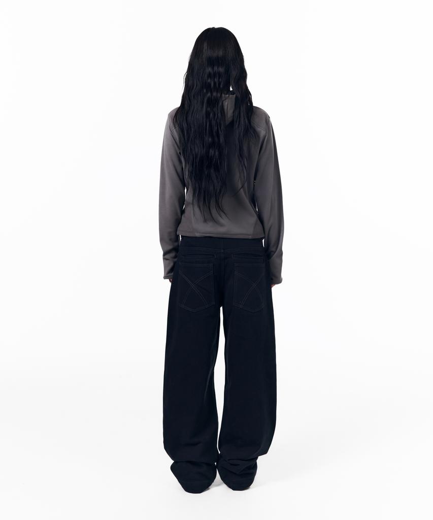 AAKAM Kpt Semi Wide Denim Pants (Black)