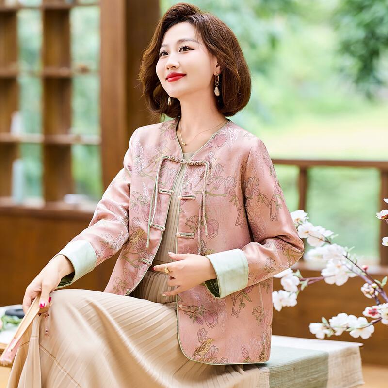 QianLian Mid-Aged Women's Chinese Style Floral Cardigan