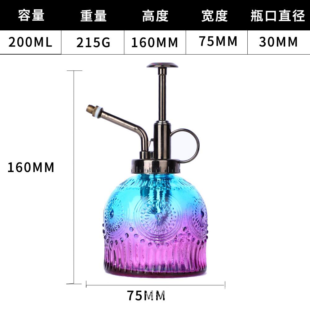 European Colorful Embossed Glass Watering Can Home Gardening Watering Sprinkler Kettle Succulent Plant Spray Can Gardening Decor