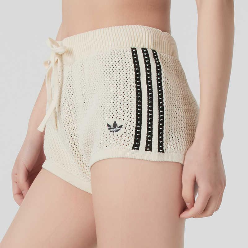 adidas Originals Women's Premium Crochet Sprinter Shorts Wonder White Female JD1078
