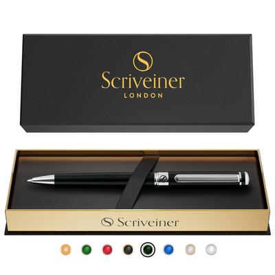 Scriveiner Black Green Ballpoint Pen Luxury Black Green Pen with Chrome Finish and Schmidt Black Perfect Gift Set for Men and Professional Executive