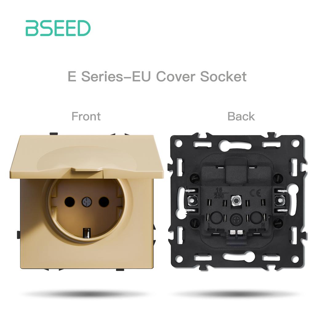 BSEED DIY Button Curtain Switch Module EU Socket With Waterproof Cover Part Large Switch Plastic Frame Combination E Series