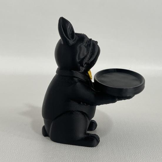 Französische Bulldogge Statue Tablett Organizer für Schlüssel Süßigkeiten Schmuck Ohrringe Moderne Kunst Esstisch Deko für Eingangsbereich Couchtisch Büro Schreibtisch