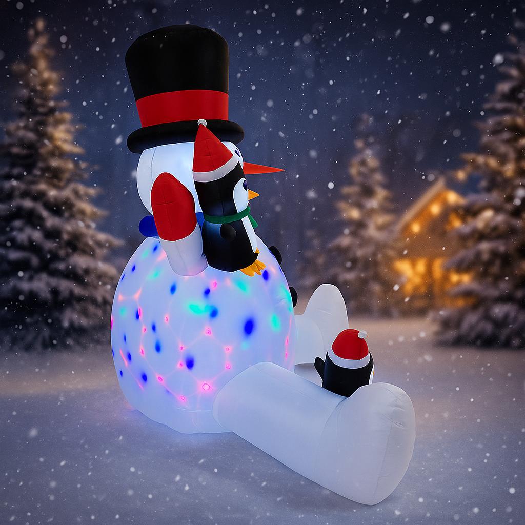 6.89FT Inflatable Snowman Hat Penguin Set Toy Xmas Yard Decoration Festive Gift LED Lit Christmas Supplies Home Decor Ornament