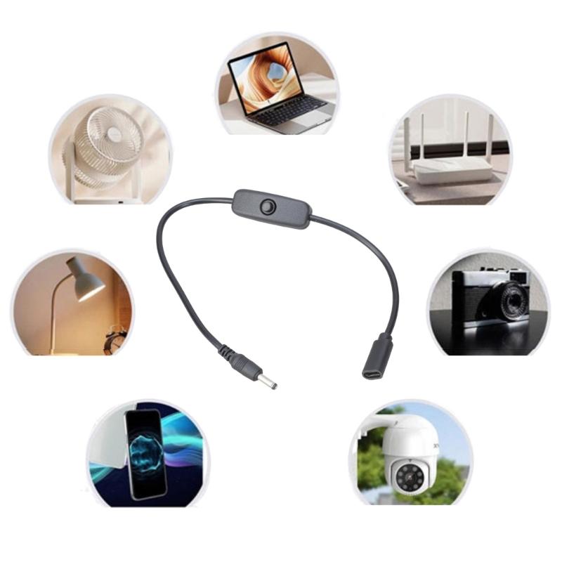 USB Power Cable 3.5x1.35mm USB C to 3.5mmx1.35mm Charging Cord with Switching USB C Female To 3.5x1.35mm Cable for Router