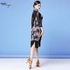 Autumn New Latin Dance Mesh Tassel Cheongsam Dress for Women - Practice & Performance