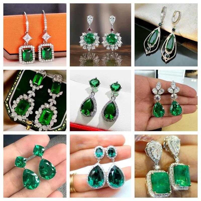 2026 New Style Fashion Green Crystal Pendant Earrings for Women's Engagement Party Accessories with Noble Unique Zircon