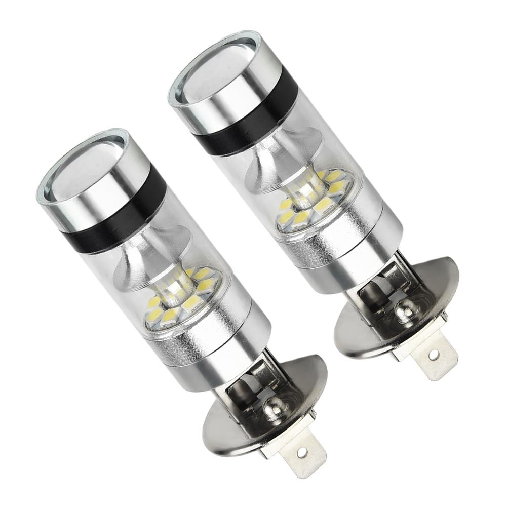 2pcs Car Headlight Bulbs H1 100W LED White 12V-24V 20-For Projector Fog Driving DRL Light Bulb 6000K Car Accessories Bulbs 7