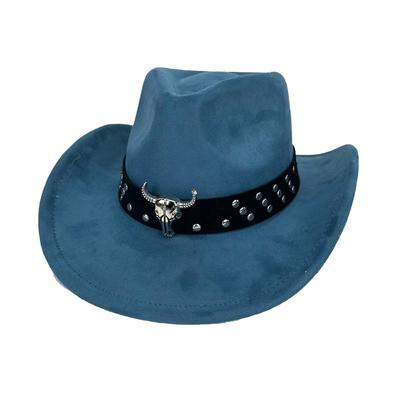 New Western Cowboy Hat Hot-Selling Top Hat Retro Black Rivet Bull Head Decorative Jazz Hat Wholesale