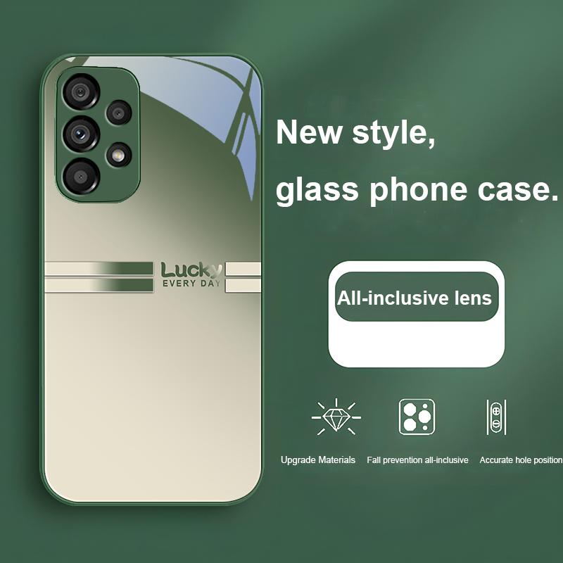 Gradient Dark Green For Samsung Galaxy Note 10 Plus S20 21 FE S23 Ultra S8 9 A70 72 73 50 51 52 53 Tempered Glass Phone Case