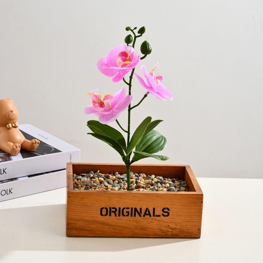 3 Heads Artificial Orchid Flower Advanced Fake Phalaenopsis Bonsai  Party Decor