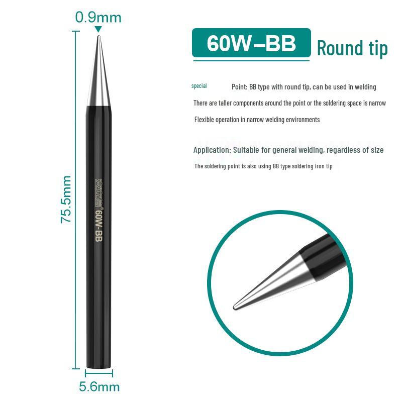 Electronic Welding 30W/40W/60W Pointed & Horseshoe Black Diamond Soldering Iron Tip