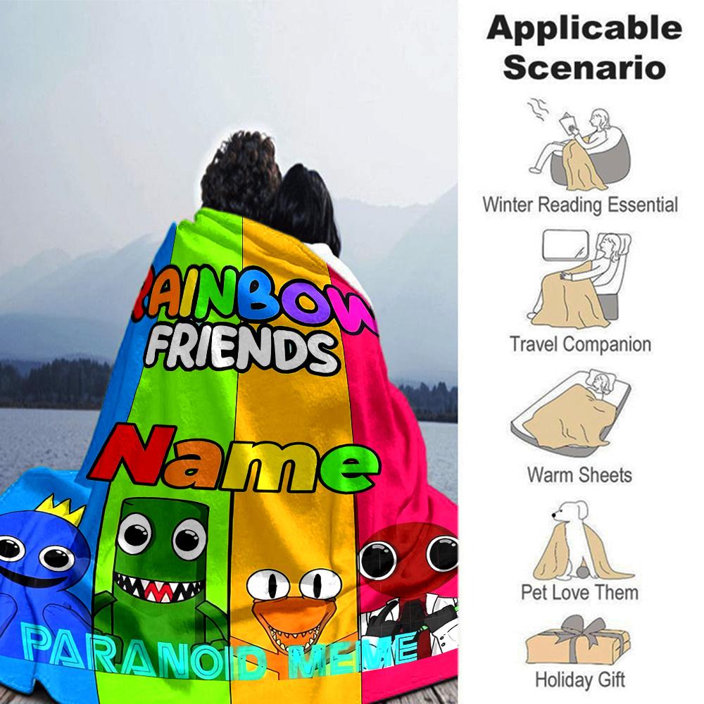 Customiz Name Personality Rainbow Friends Blanket Soft &Warm Sofa Office Bed Travel Lunch Break Blanket, Gift Suitable All Seasons