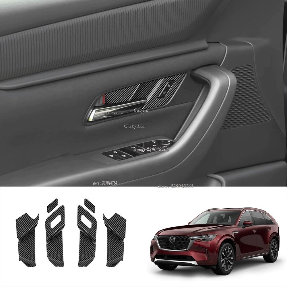 LHD RHD For Mazda CX-60 CX60 -2024 cx90 2024-2025 Carbon Fiber Car Door Handle Bowl Protector Frame Cover Trim Accessories