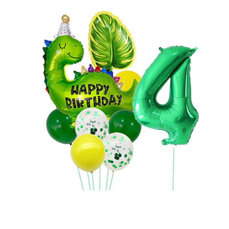 Cartoon Dinosaur Digital Balloons Set - Children's Birthday Party Balloon Set with Dinosaur-themed Aluminum Film Balloons Set