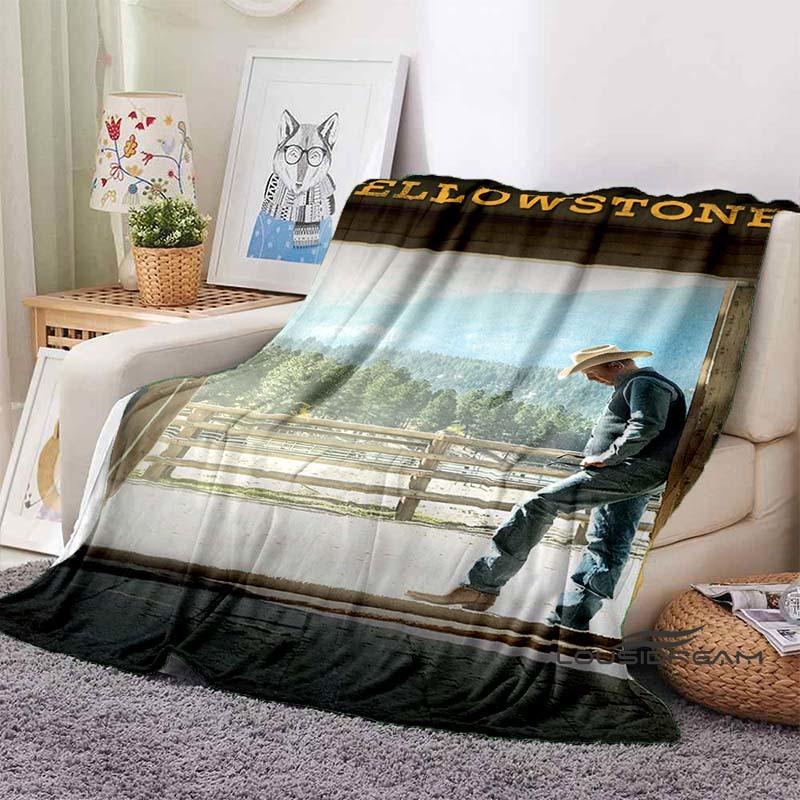 Personalisierbare 3D-gedruckte Yellowstone-Thermodecke, Geeignet für Wohnzimmer, Schlafzimmer, Bett, Sofa, Bürogeschenk, Flanelldecke