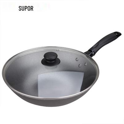 SUPOR Gusseisen-Wok mit Glasdeckel