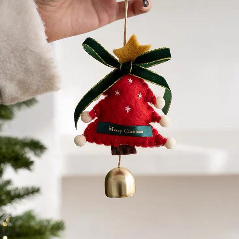 Christmas Felt Ornament with Bell Plush Christmas Tree Bells Christmas Tree Decoration Xmas New Year Hanging Bell