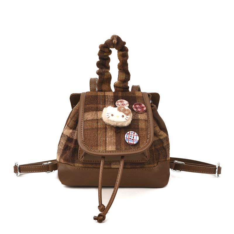 

Plaid Cartoon Kitten Backpack with Bow – Winter 2025 Style for Children