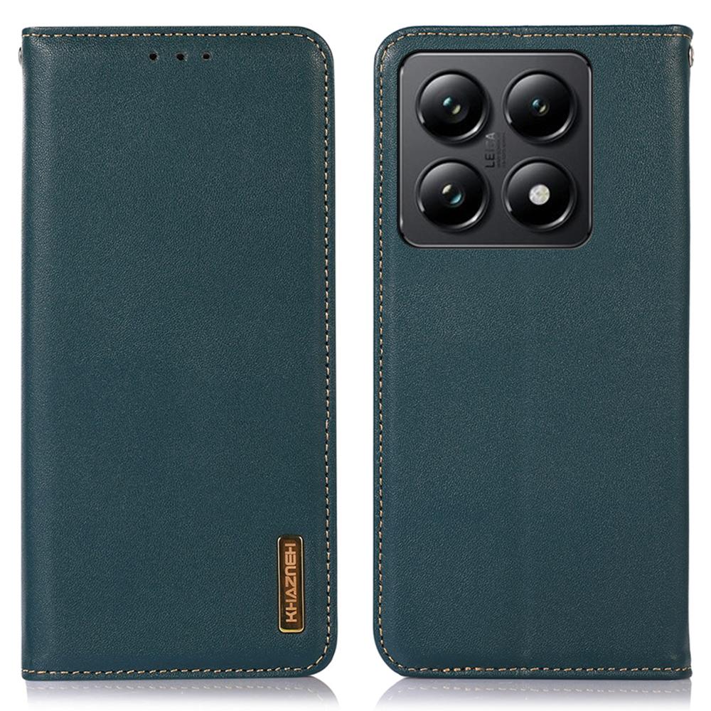 KHAZNEH For Xiaomi 14T Case Genuine Cow Leather Wallet Phone Cover Nappa Texture