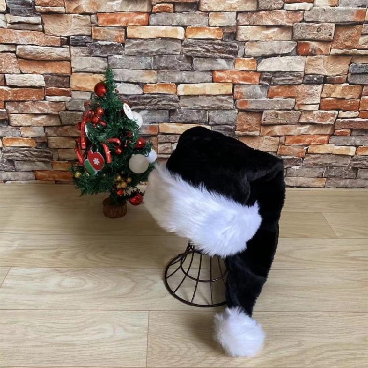 Black Plush Santa Hat Women Beanie Winter Hat Soft Slouchy Warm Christmas Hat